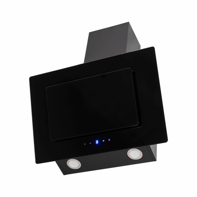 Refurbished electriQ eiqATS60 60cm Angled Chimney Cooker Hood with Colour Change Lights Black 