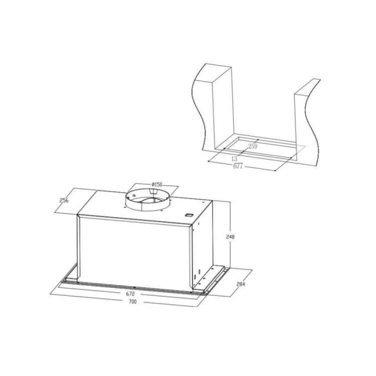 electriQ 70cm Canopy Cooker Hood - Stainless Steel