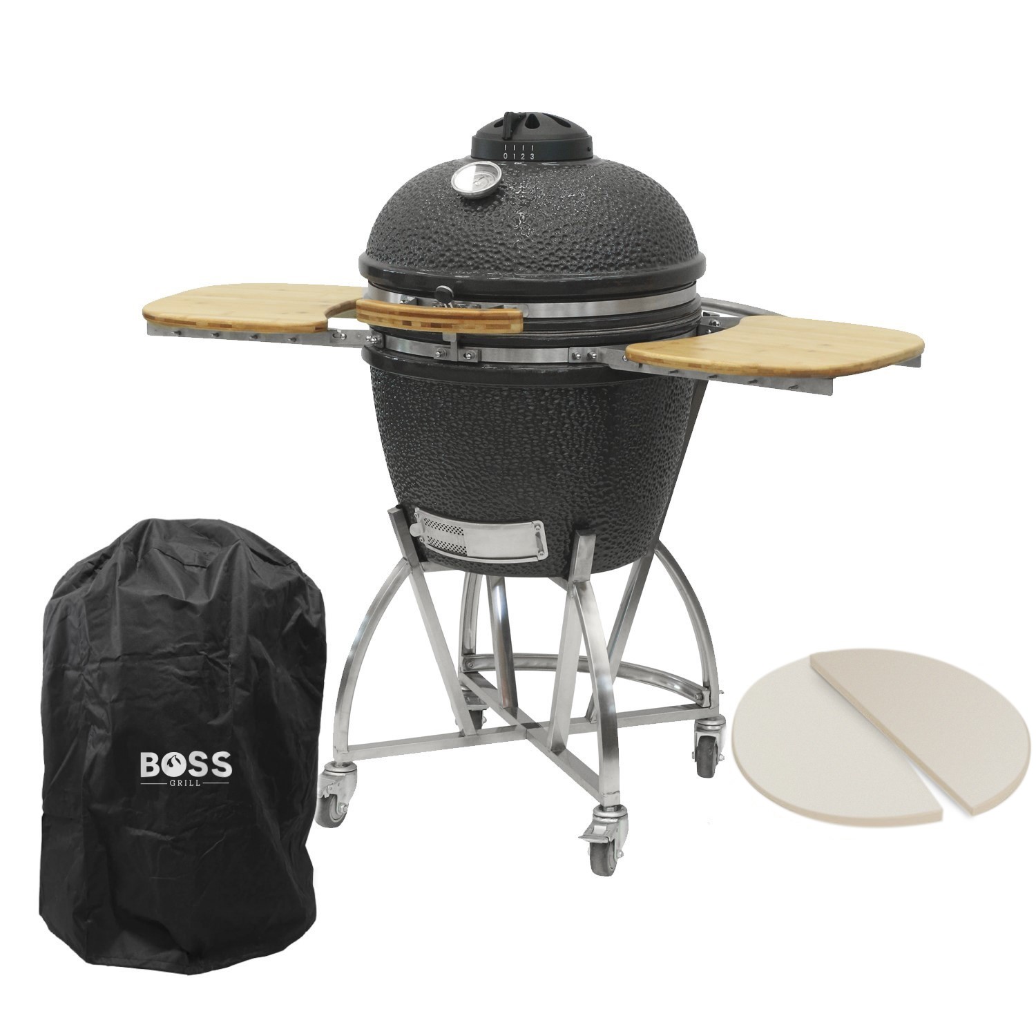 Boss Grill The Egg XL 22 Inch Ceramic Kamado Style Charcoal Egg BBQ Grill electriQ Boss Grill The Egg XL 22 Inch Ceramic Kamado Style Charcoal Egg BBQ Grill electriQ