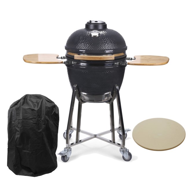 Boss Grill The Egg XL - 22 Inch Ceramic Kamado Style Charcoal Egg BBQ Grill - with Free Cover & Pizza Stone