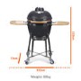 Refurbished electriQ eiqeggxl 22 Inch Charcoal Ceramic Kamado Style Grill Egg BBQ in Grey with Wooden Shelves
