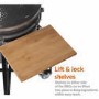 Refurbished electriQ eiqeggxl 22 Inch Charcoal Ceramic Kamado Style Grill Egg BBQ in Grey with Wooden Shelves