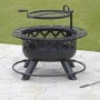 electriQ Wood or Charcoal Burning Fire Pit with BBQ Grill Function