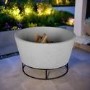 electriQ Round Stone Wood Burning Fire Pit - Light Grey