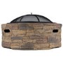 electriQ Cast Stone Round Base Wood Burning Garden Fire Pit - Brown