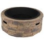 electriQ Cast Stone Round Base Wood Burning Garden Fire Pit - Brown