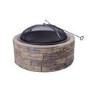 Refurbished electriQ Cast Stone Round Base Wood Burning Garden Fire Pit Brown
