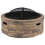 Refurbished electriQ Cast Stone Round Base Wood Burning Garden Fire Pit Brown