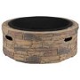 electriQ Cast Stone Round Base Wood Burning Garden Fire Pit - Brown