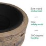 Refurbished electriQ Cast Stone Round Base Wood Burning Garden Fire Pit Brown