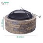 electriQ Cast Stone Round Base Wood Burning Garden Fire Pit - Brown