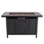 electriQ Gas Flame Outdoor Fire Pit Table - Rectangular with Grey Tiles