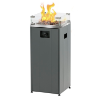 Refurbished electriQ Outdoor Gas Flame Fire Pit - Tall Design in Grey