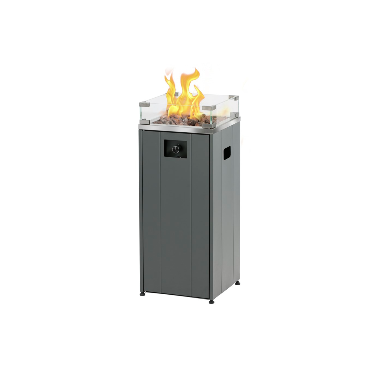 Refurbished electriQ Outdoor Gas Flame Fire Pit - Tall Design in Grey