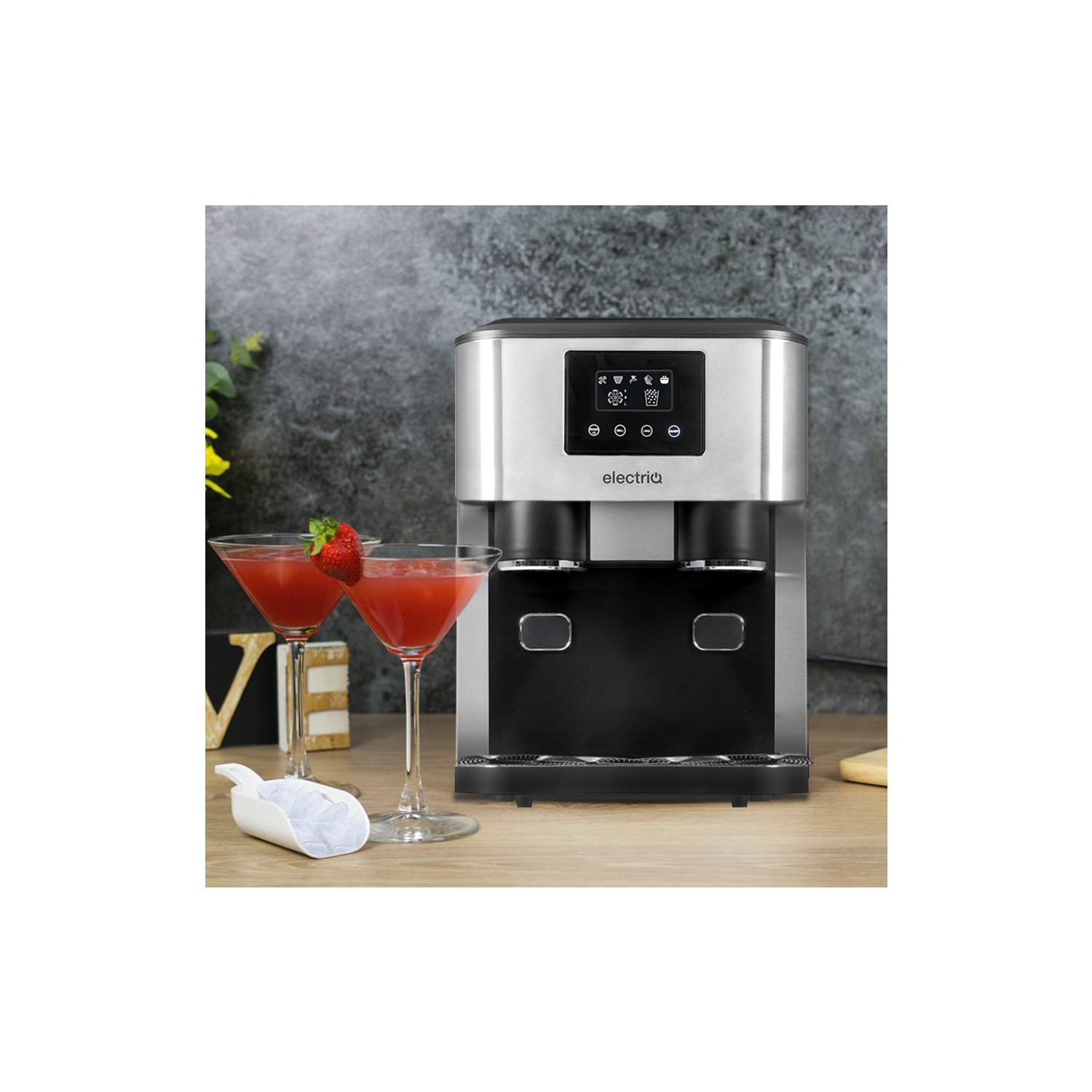 electriQ Countertop Ice Maker With Ice Crusher and Water Dispenser in