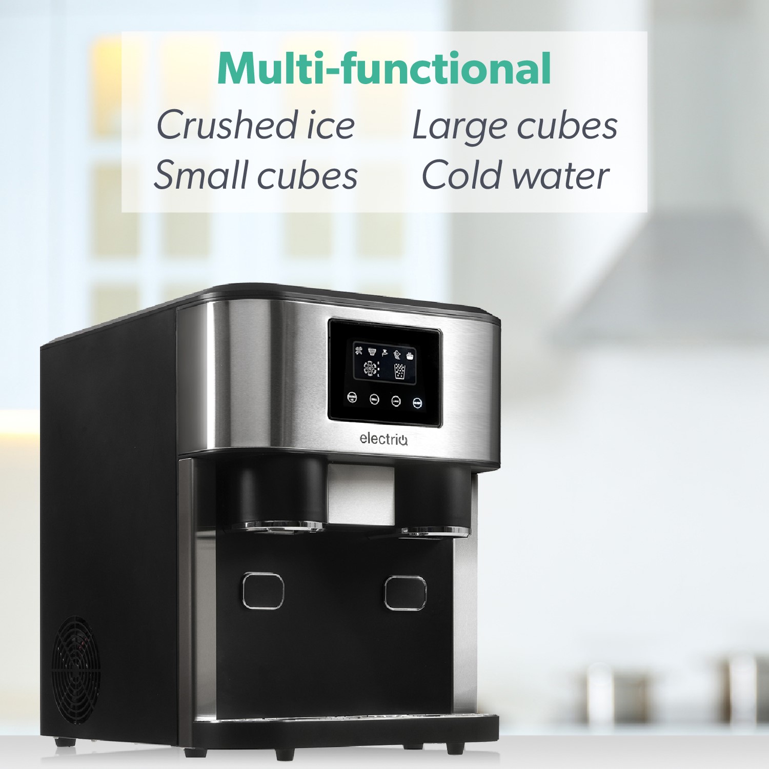 Electriq Countertop Ice Maker With Ice Crusher And Water Dispenser In Stainless Steel Black Electriq Electriq Countertop Ice Maker With Ice Crusher And Water Dispenser In Stainless Steel Black Electriq