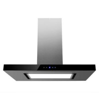 electriQ 90cm Island Cooker Hood with LED Panel - Black Glass