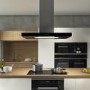 electriQ 90cm Island Cooker Hood with LED Panel - Black Glass