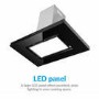 electriQ 90cm Island Cooker Hood with LED Panel - Black Glass