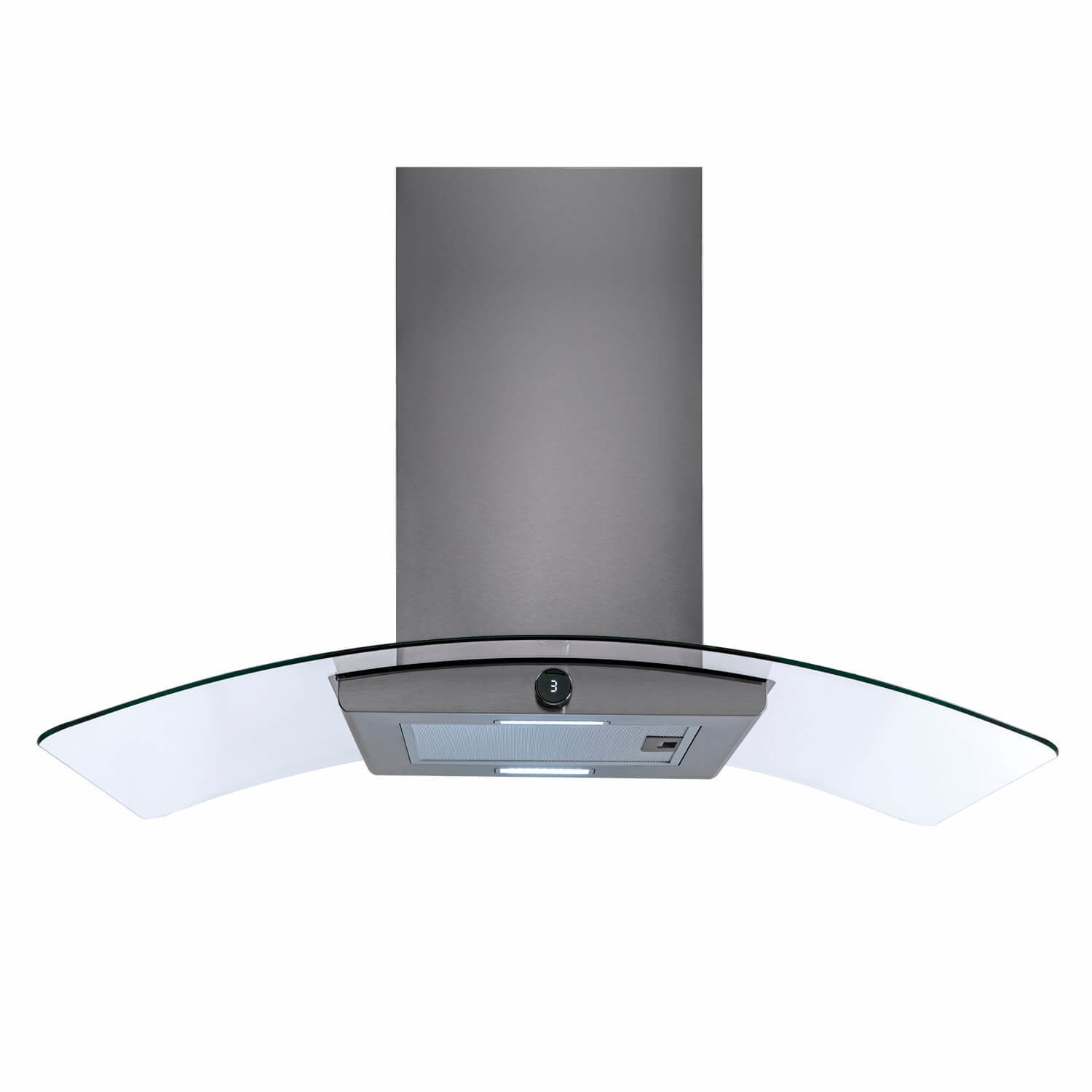 Curved glass sales cooker hood 100cm