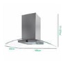 electriQ 100cm Curved Glass Island Cooker Hood - Stainless Steel