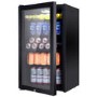 GRADE A3 - electriQ 128 Can Capacity Drinks Fridge Black With Glass Front