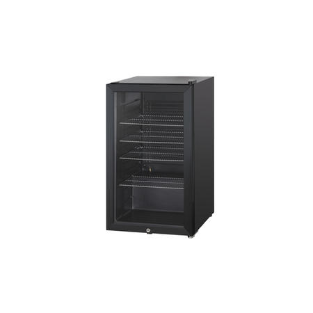 GRADE A3 - electriQ 128 Can Capacity Drinks Fridge Black With Glass Front
