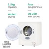 GRADE A1 - electriQ 2.5kg Freestanding &amp; Wall Mountable Vented Tumble Dryer - White