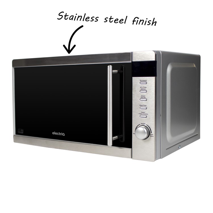 GRADE A2 - electriQ 20L 800W Freestanding Microwave with Digital Display in Stainless Steel - EIQMW20LSS