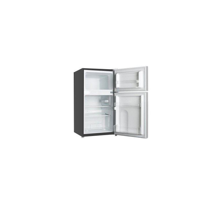 Refurbished electriQ eiqucffb Freestanding 86 Litre 60/40 Under Counter Fridge Freezer Black