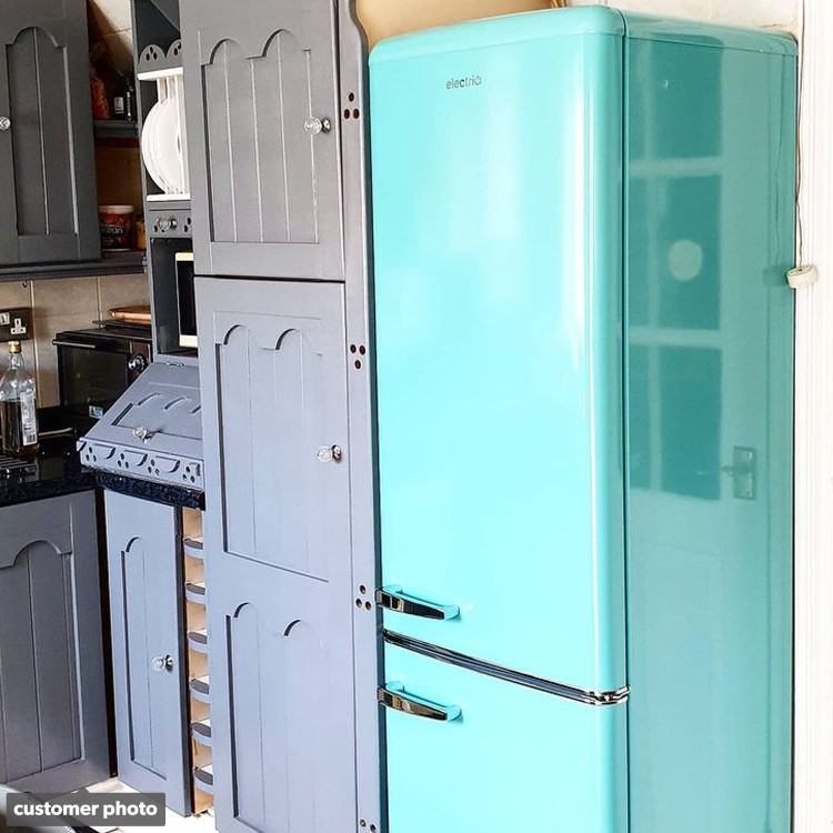 Refurbished electriQ eq6040retroblue Freestanding 244 Litre 60/40 Retro Fridge Freezer Blue