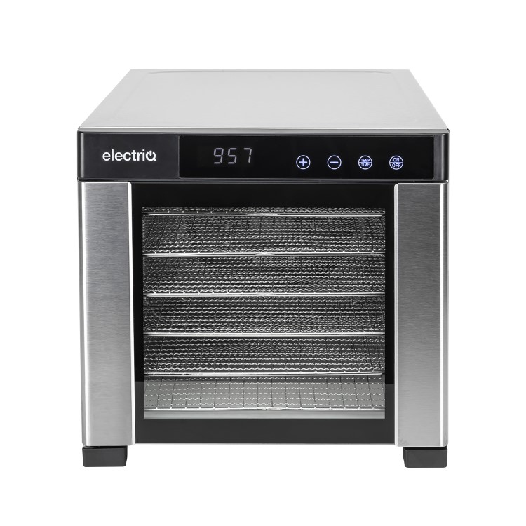 Refurbished electriQ Commercial Digital Food Dehydrator & Dryer with 6 Shelves and 48 Hour Timer Stainless Steel
