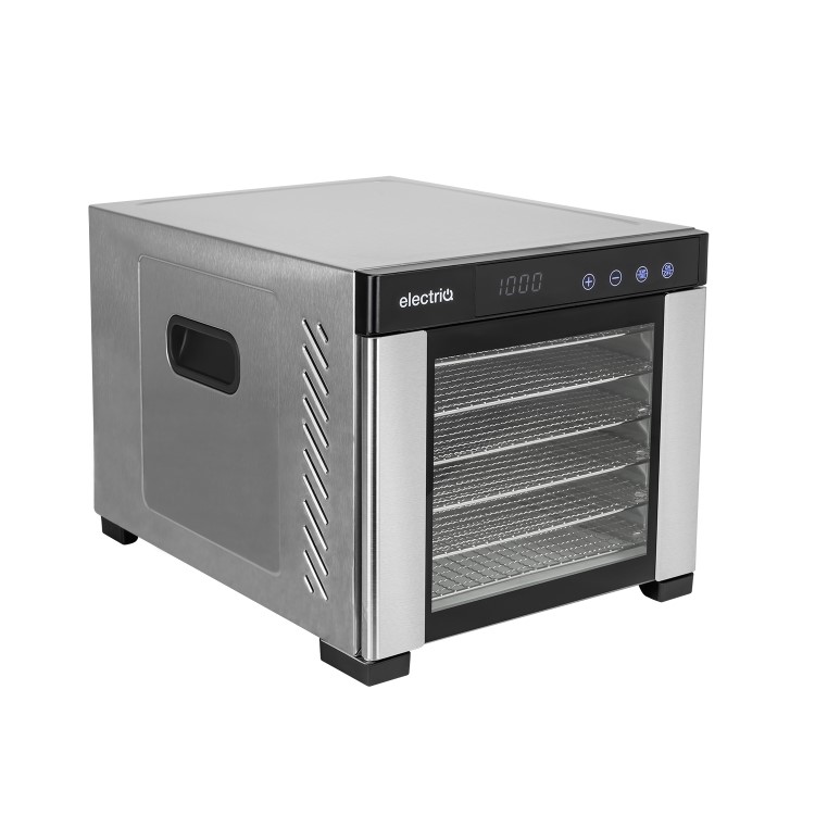 Refurbished electriQ Commercial Digital Food Dehydrator & Dryer with 6 Shelves and 48 Hour Timer Stainless Steel