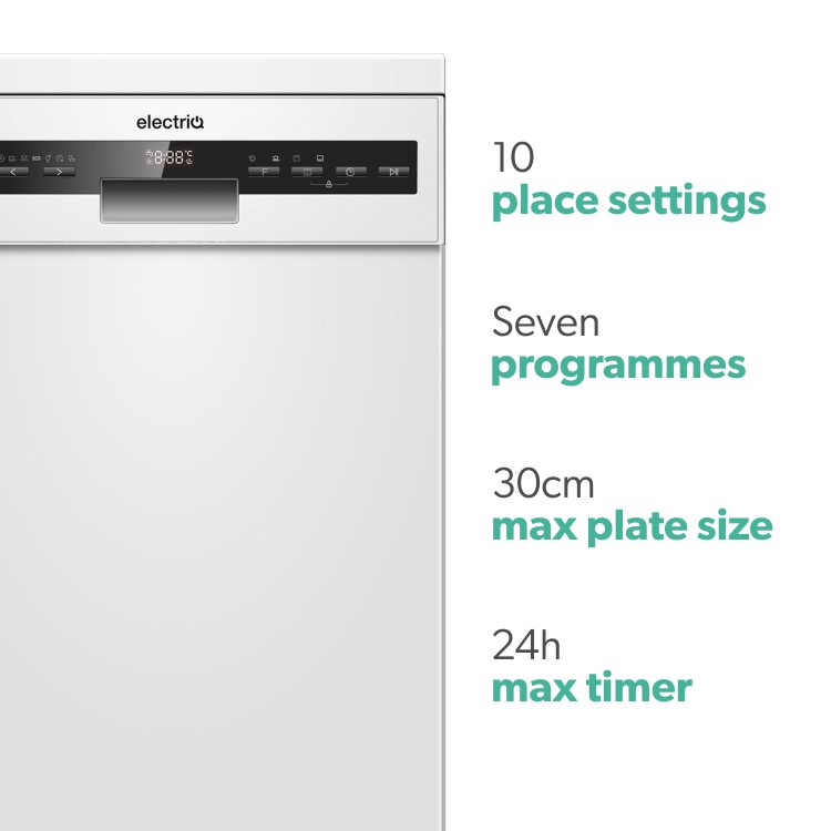 Refurbished electriQ eqdw45pw 10 Place Freestanding Slimline Dishwasher White