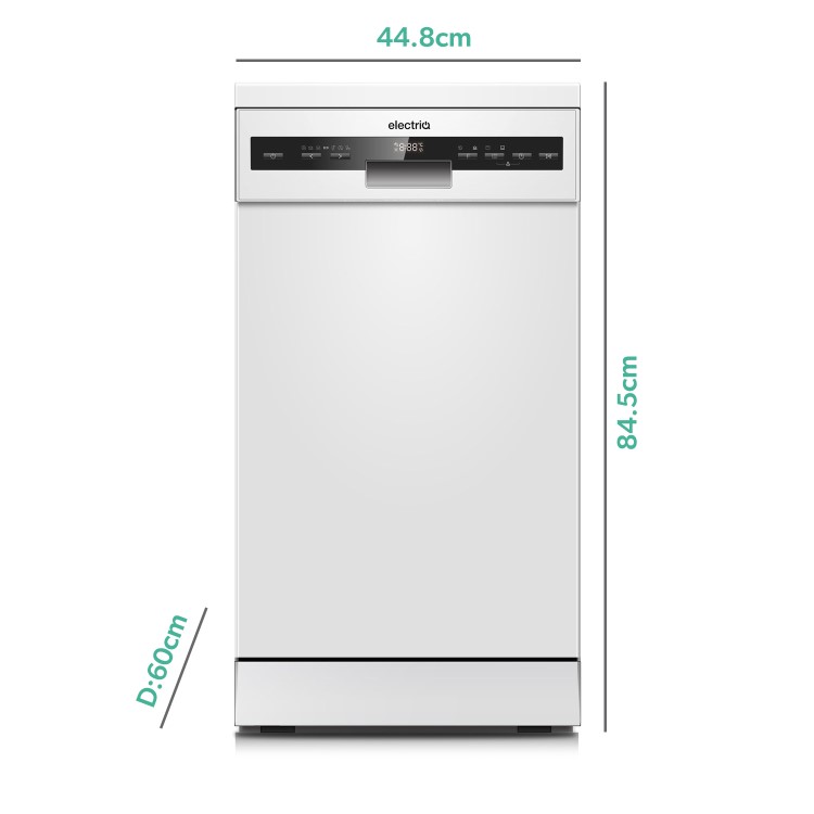 Refurbished electriQ eqdw45pw 10 Place Freestanding Slimline Dishwasher White