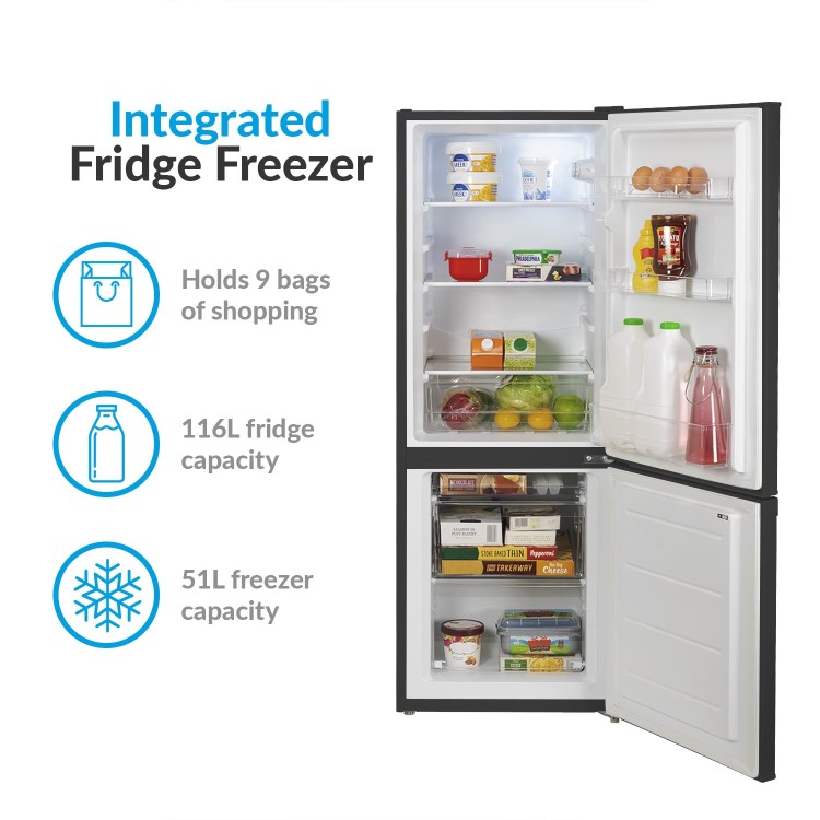 GRADE A2 - electriQ 167 Litre 60/40 Freestanding Fridge Freezer - Black