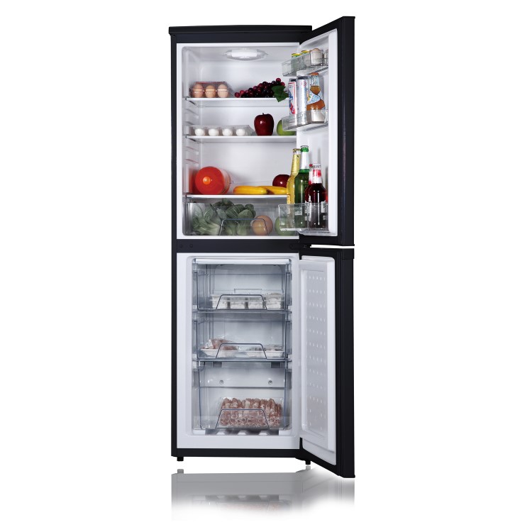 GRADE A1 - electriQ EQFS50152FFB 172 Litre Freestanding Fridge Freezer 50/50 Split Frost Free 50cm Wide - Black