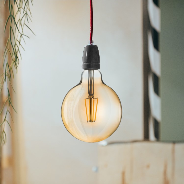 electriQ Dimmable Smart Wifi Filament Globe Bulb Large with E27 screw base - Smoked Amber finish - Alexa & Google Home compatible