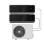 GRADE A1 - electriQ iQool Multi-Split 2 x 12000 BTU Smart Wall Mounted Air Conditioner with Heat Pump - Pipe Kits Included - Black