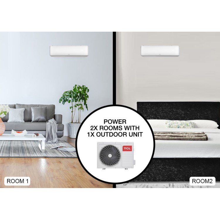GRADE A1 - Multi-split SmartApp WIFI Inverter Wall Air Conditioner with two 12000 BTU indoor units to a single outdoor 