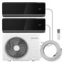 electriQ iQool Multi-Split 2 x 9000 BTU Smart Wall Mounted Split Heat Pump Air Conditioner - Pipe Kits Included - Black