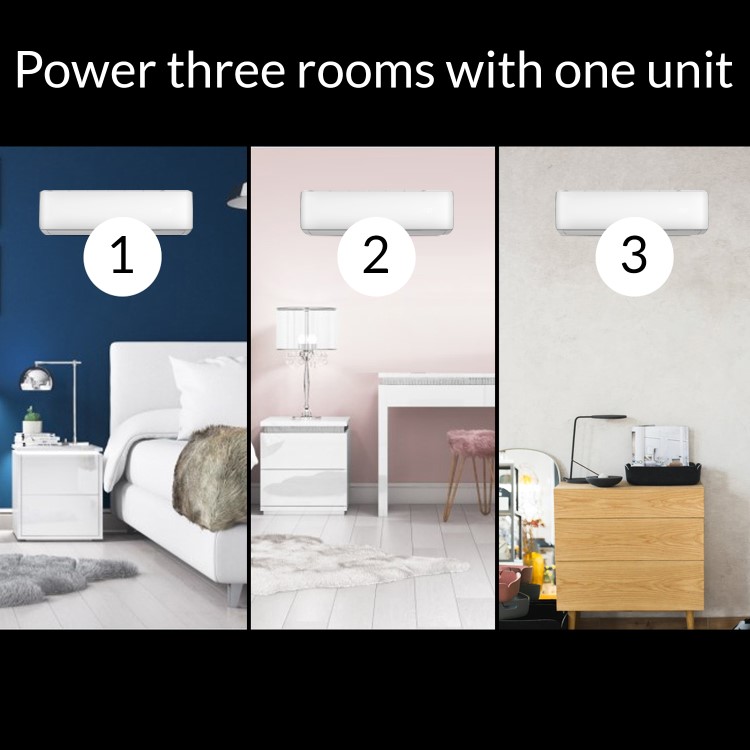 Refurbished electriQ Indoor Multi-split 27000 BTU SmartApp WIFI Inverter Wall Air Conditioner with 3x 9000 BTU Indoor Units to a Single Outdoor Unit