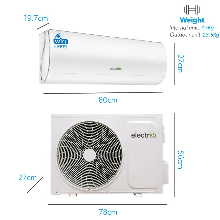 electriQ IQool Plus 12000 BTU Smart A+++ Wall Split Air Conditioner with Wall Bracket and Full Installation Included