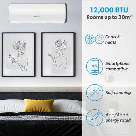 IQool Plus 12000 BTU Smart A+++ Wall Split Air Conditioner with Heat ...
