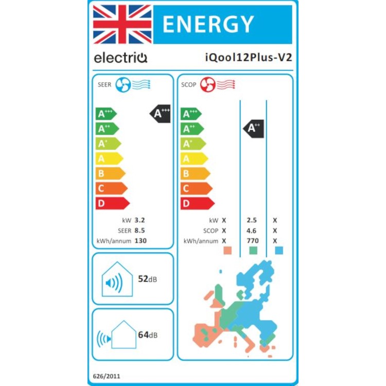 electriQ IQool Plus 12000 BTU Smart A+++ Wall Split Air Conditioner with Wall Bracket and Full Installation Included