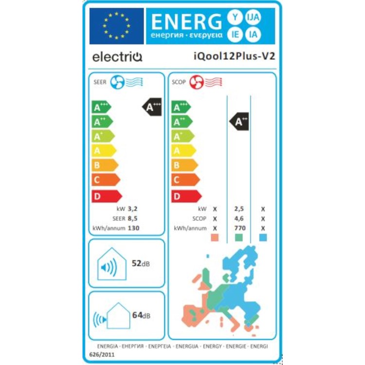electriQ IQool Plus 12000 BTU Smart A+++ Wall Split Air Conditioner with Wall Bracket and Full Installation Included