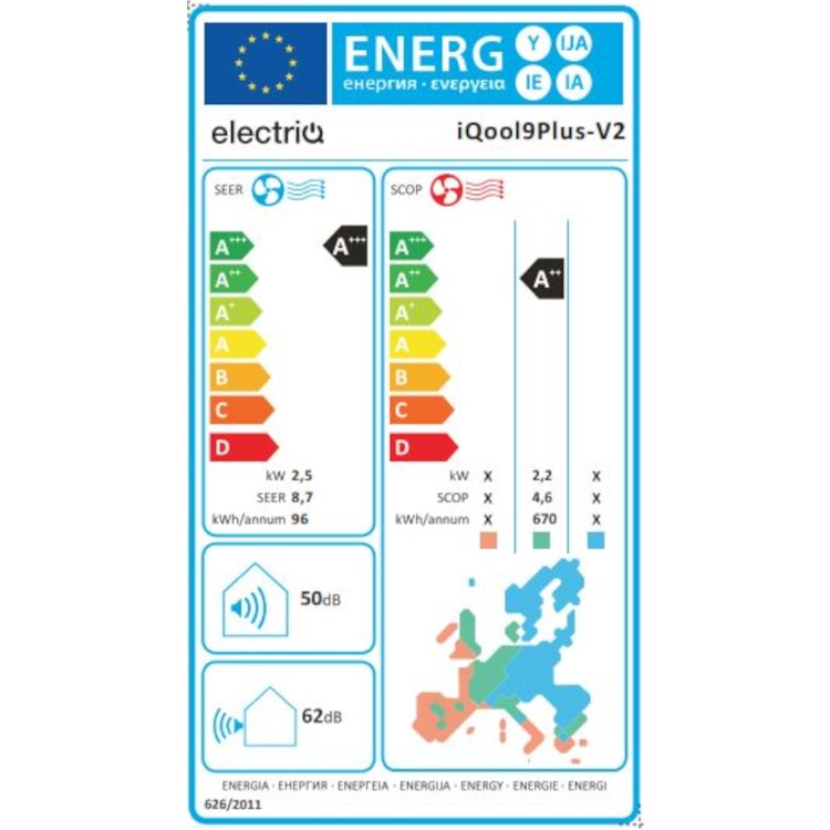 electriQ IQool Plus 9000 BTU Smart A+++ Wall Split Air Conditioner with Wall Bracket and Full Installation Included