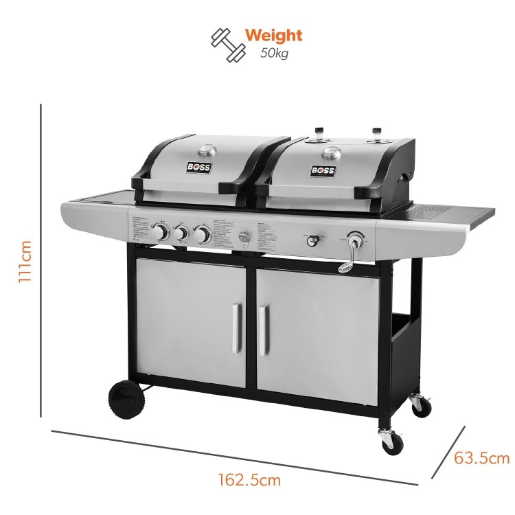 Refurbished electriQ iqdfbbq Dual Fuel Gas and Charcoal BBQ with 3 Burners