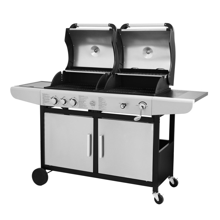 Refurbished electriQ iqdfbbq Dual Fuel Gas and Charcoal BBQ with 3 Burners