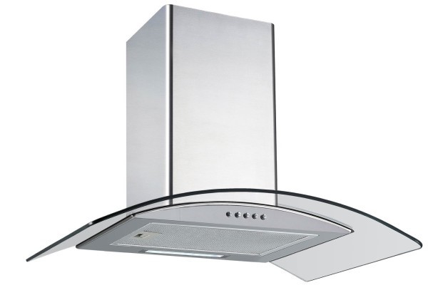 electriQ 60cm Curved Glass Chimney Hood - Stainless Steel